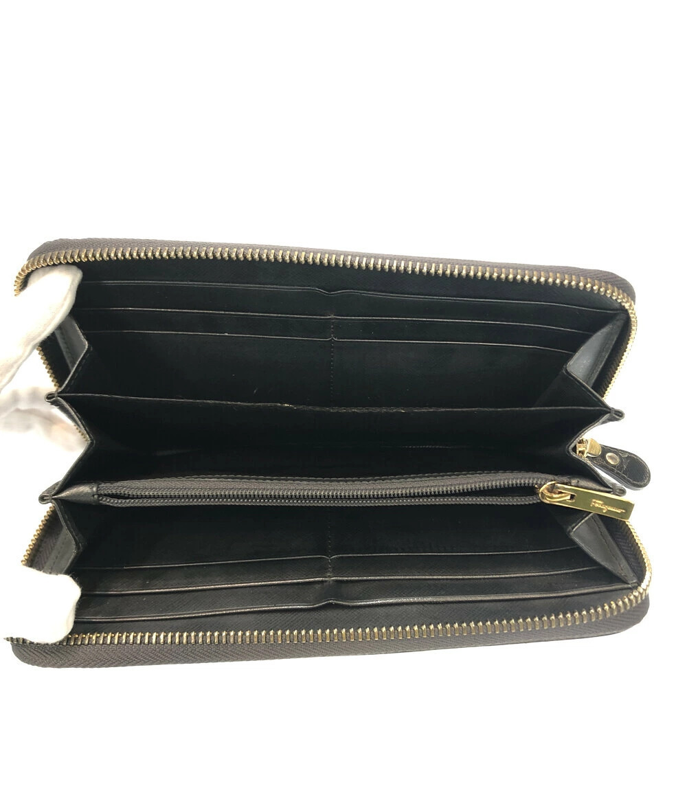 Salvatore Ferragamo Wallet Zip Gancini Round Long Black